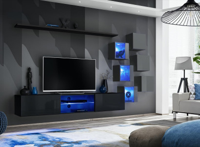 TV Lowboard Wall unit Sideboard Luxury Suite Modern Designer Shelves Complete